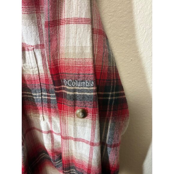 Columbia Flannel Button Up Shirt Red Plaid Casual Red Size XL Women's - Picture 3 of 7